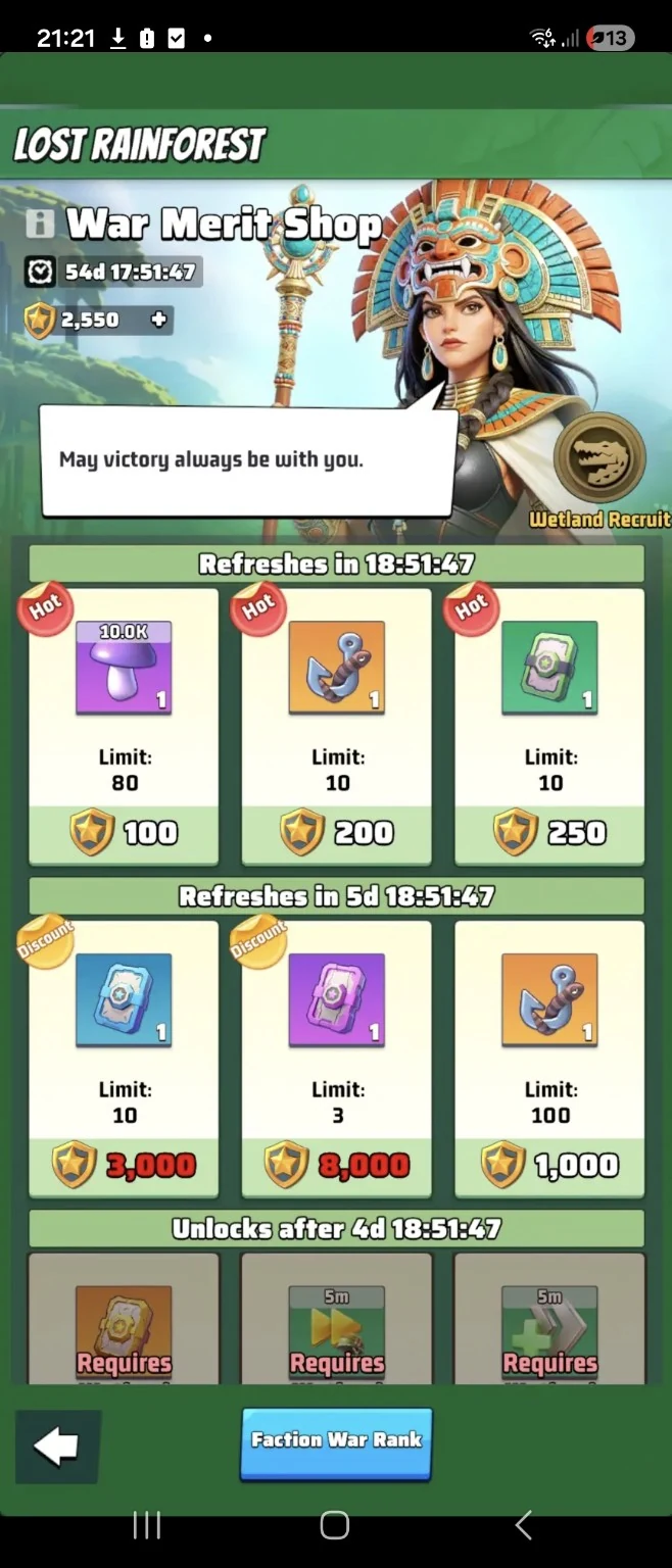 Capture réelle — War Merit Shop